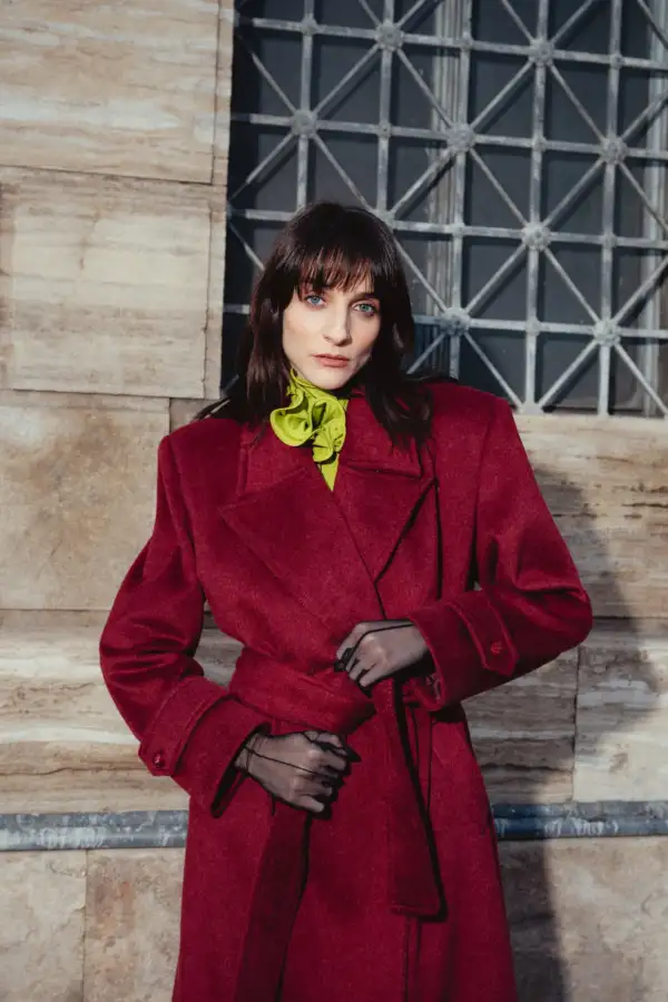 MAXI WOOL COAT IN BORDEAUX