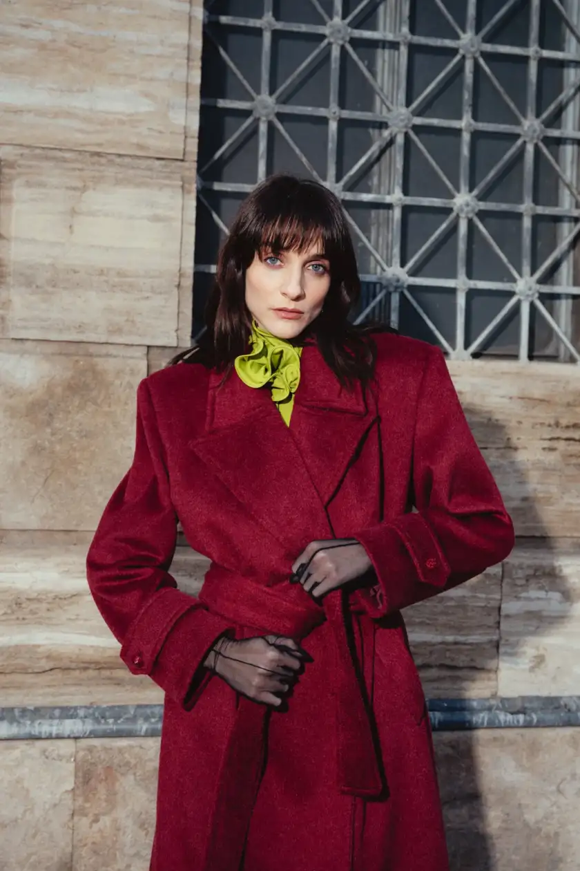 MAXI WOOL COAT IN BORDEAUX